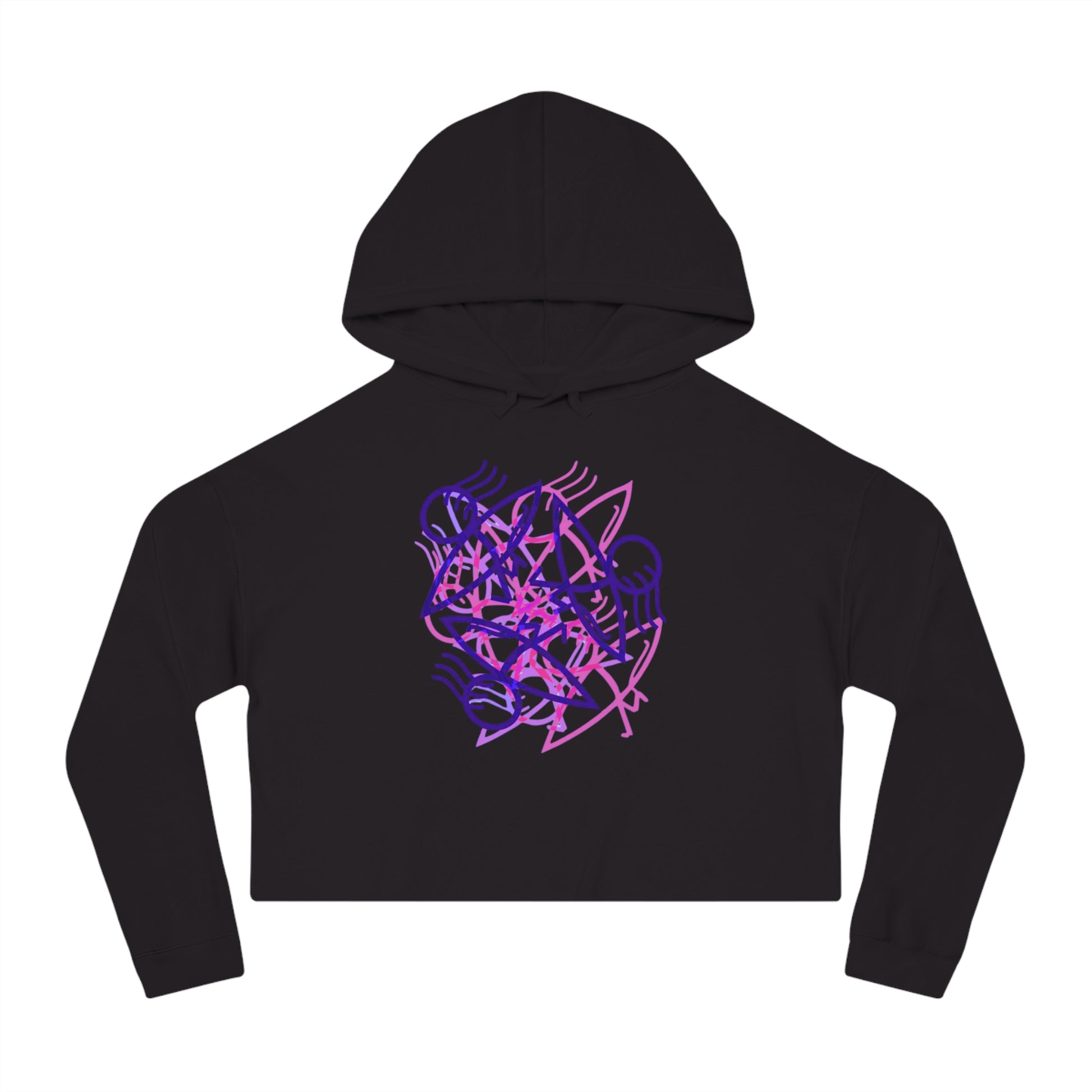 Stylish Women's Cropped Hooded Sweatshirt with Unique Graphic Design, Trendy Activewear, Lounge, Gift for Her, Casual Outfit, Spring Style