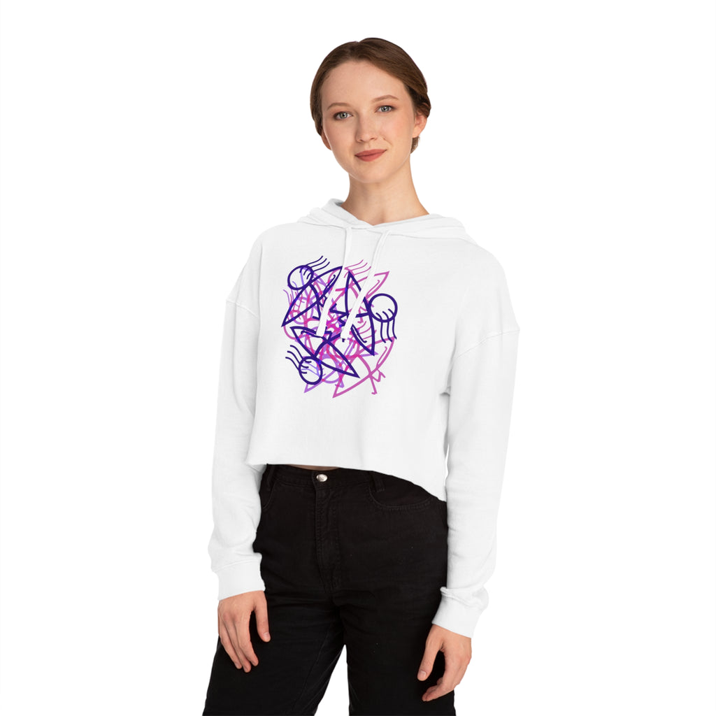 Stylish Women's Cropped Hooded Sweatshirt with Unique Graphic Design, Trendy Activewear, Lounge, Gift for Her, Casual Outfit, Spring Style