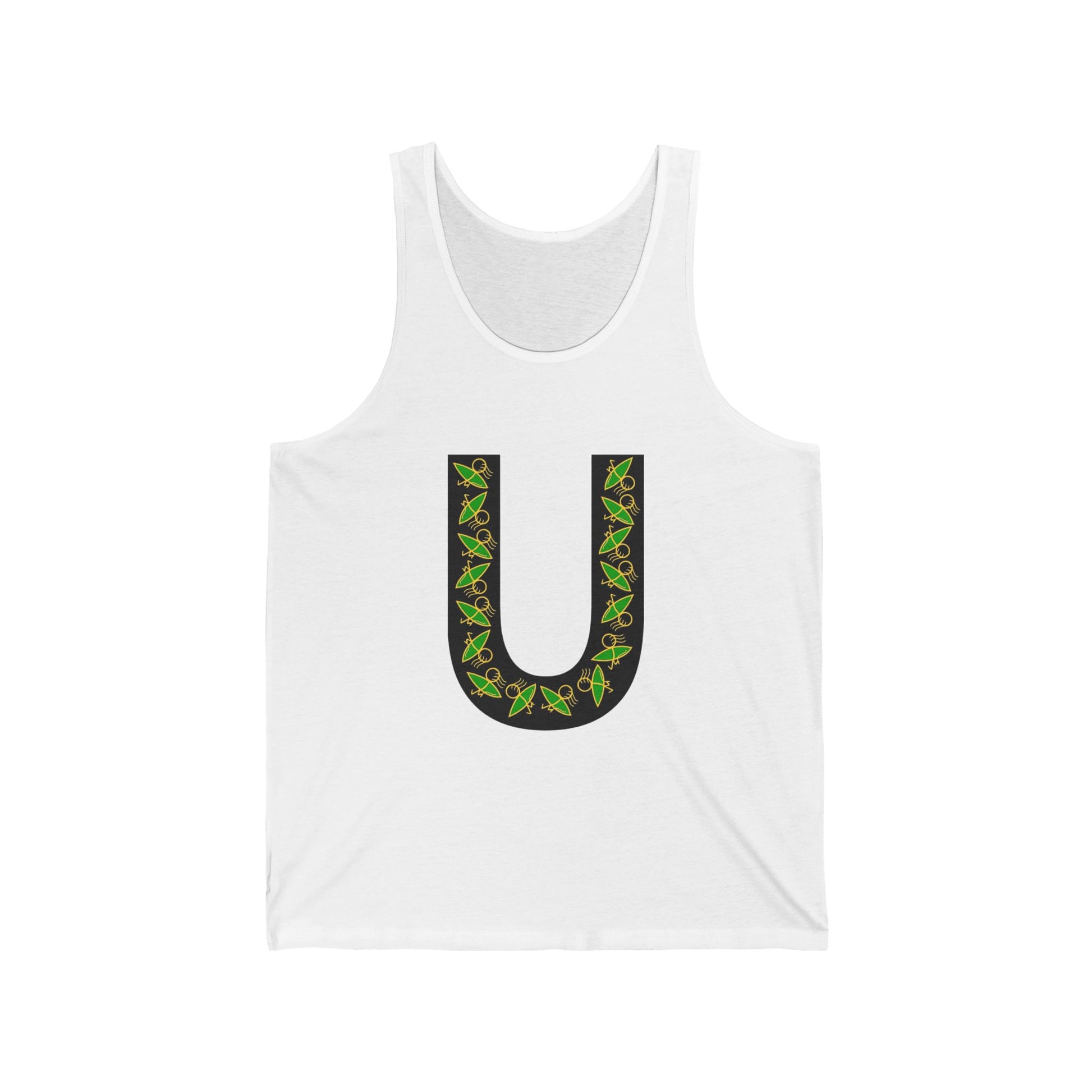Botanical U Graphic Tank, Unisex Jersey Tank Top, Summer Apparel, Casual Wear, Nature Lover Gift, Retro Style Clothing