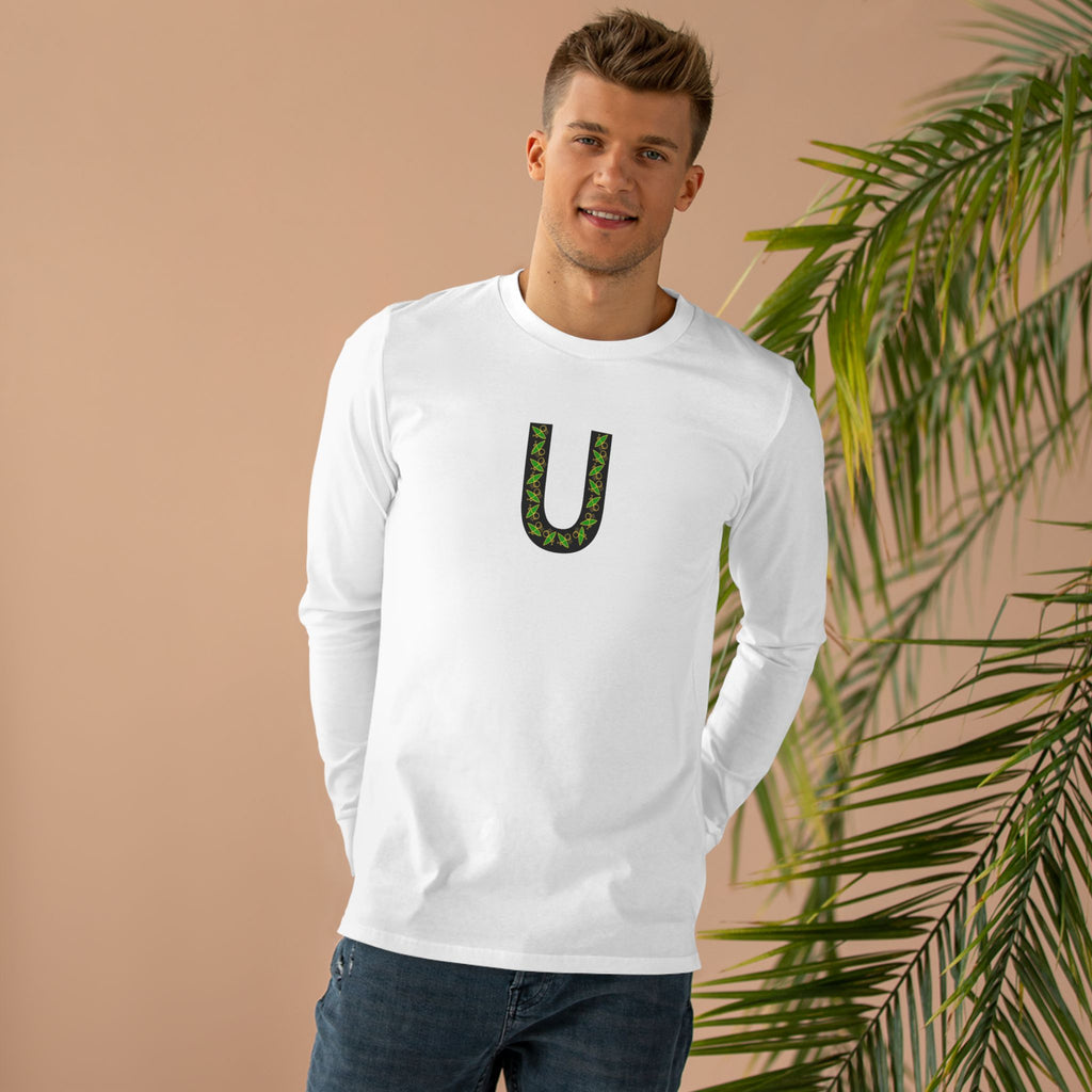 Men’s Base Longsleeve Tee with Unique U Design – Casual Streetwear Staple