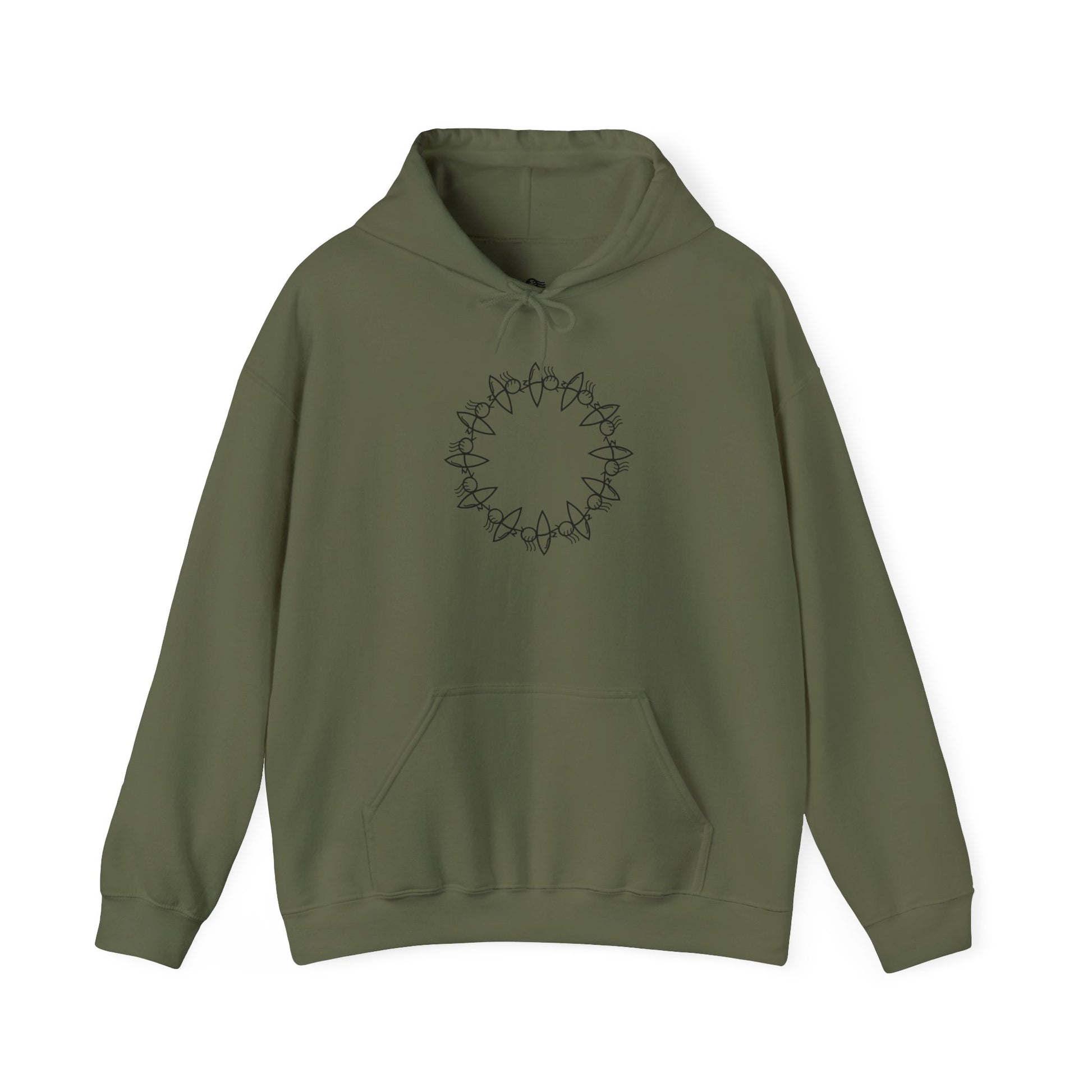 Cozy Unisex Hooded Sweatshirt with Circular Design | Perfect for Casual Wear & Gift Giving