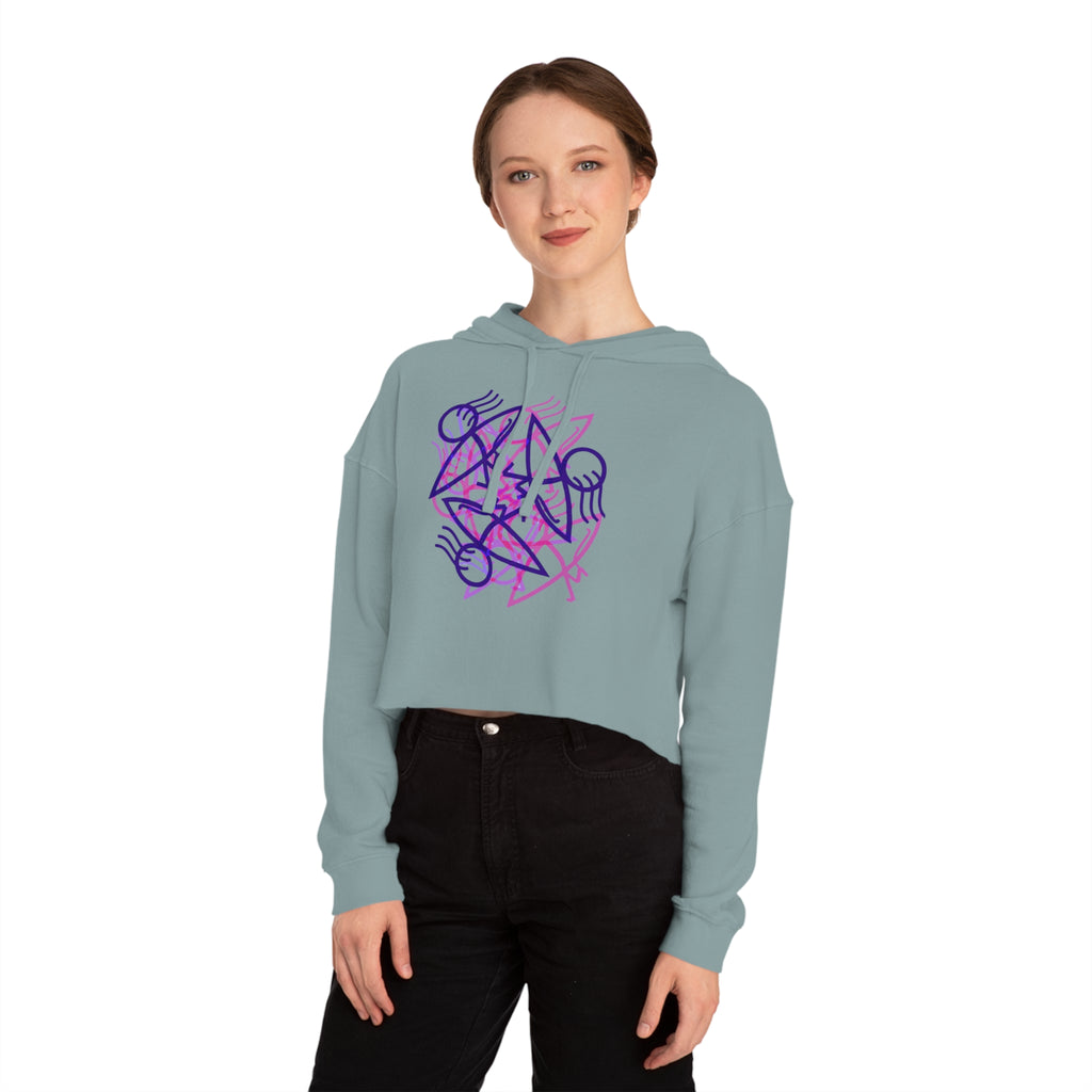 Stylish Women's Cropped Hooded Sweatshirt with Unique Graphic Design, Trendy Activewear, Lounge, Gift for Her, Casual Outfit, Spring Style