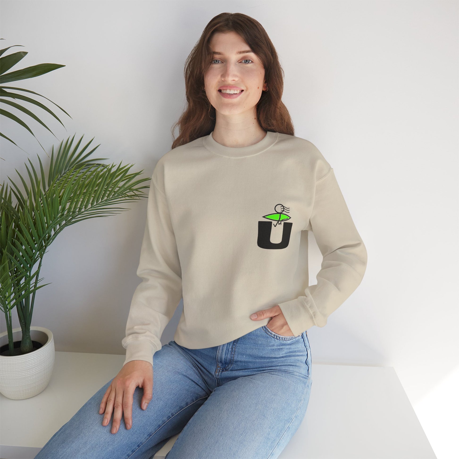 Playful Unisex Crewneck Sweatshirt with Unique Graphic Design