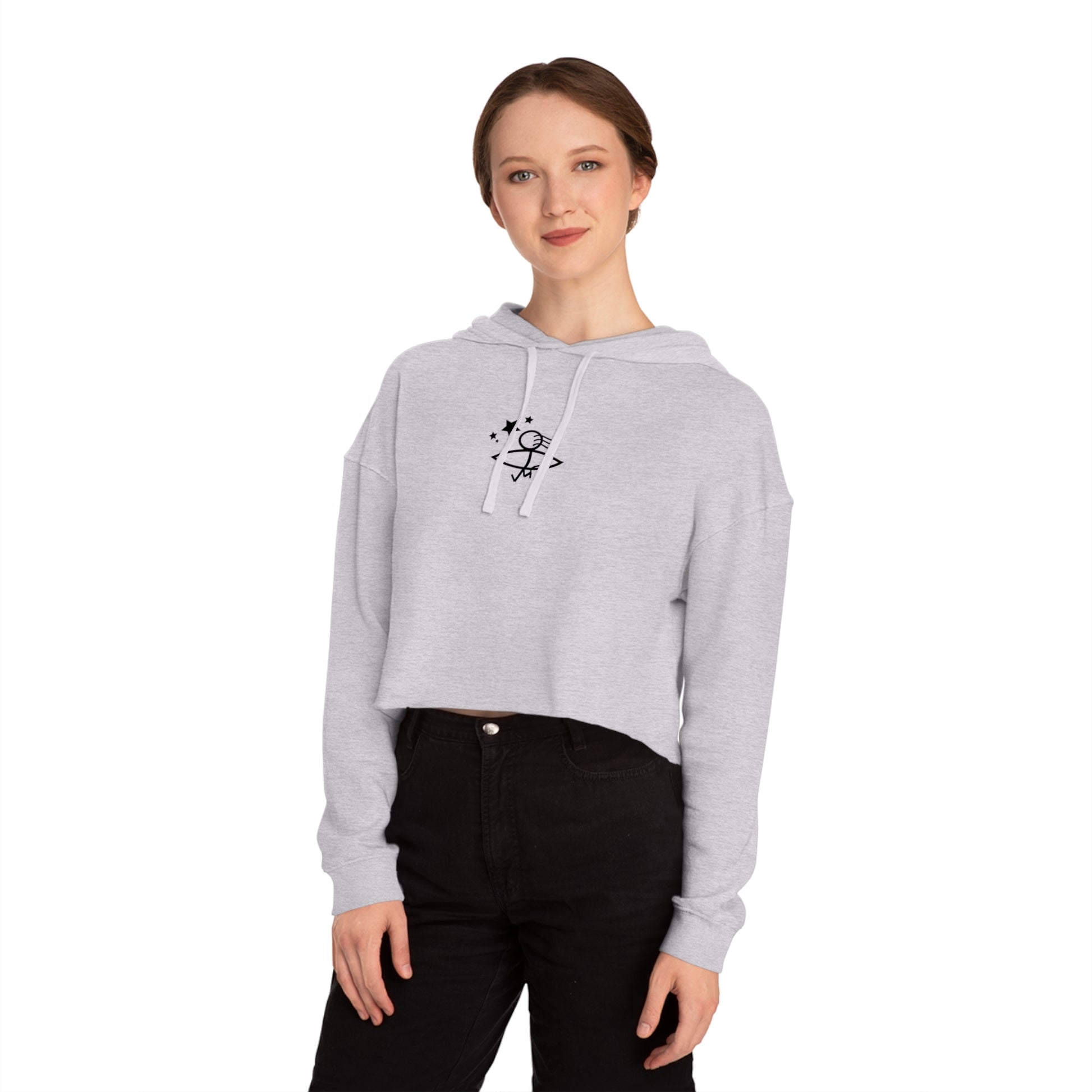 Chic Women’s Cropped Hooded Sweatshirt - Stylish 'Urlich Cultura del Mar' Design
