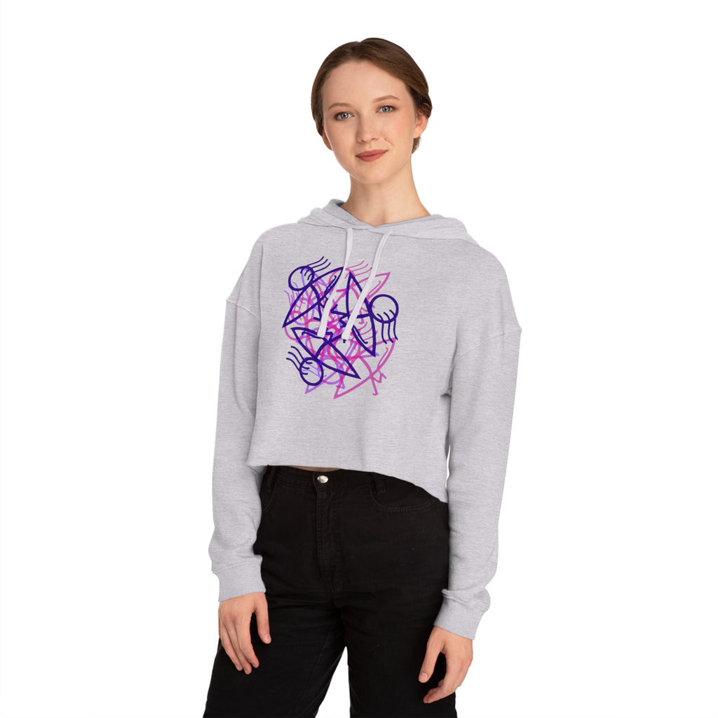 Stylish Women's Cropped Hooded Sweatshirt with Unique Graphic Design, Trendy Activewear, Lounge, Gift for Her, Casual Outfit, Spring Style