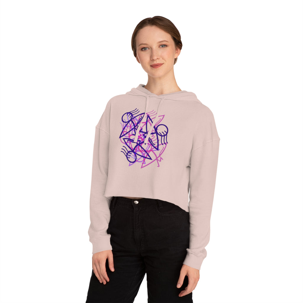 Stylish Women's Cropped Hooded Sweatshirt with Unique Graphic Design, Trendy Activewear, Lounge, Gift for Her, Casual Outfit, Spring Style