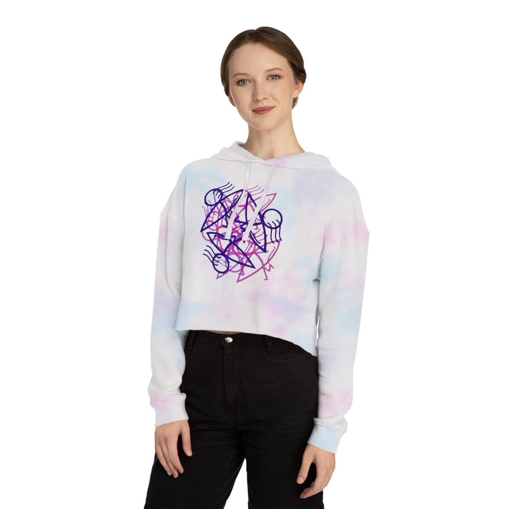 Stylish Women's Cropped Hooded Sweatshirt with Unique Graphic Design, Trendy Activewear, Lounge, Gift for Her, Casual Outfit, Spring Style