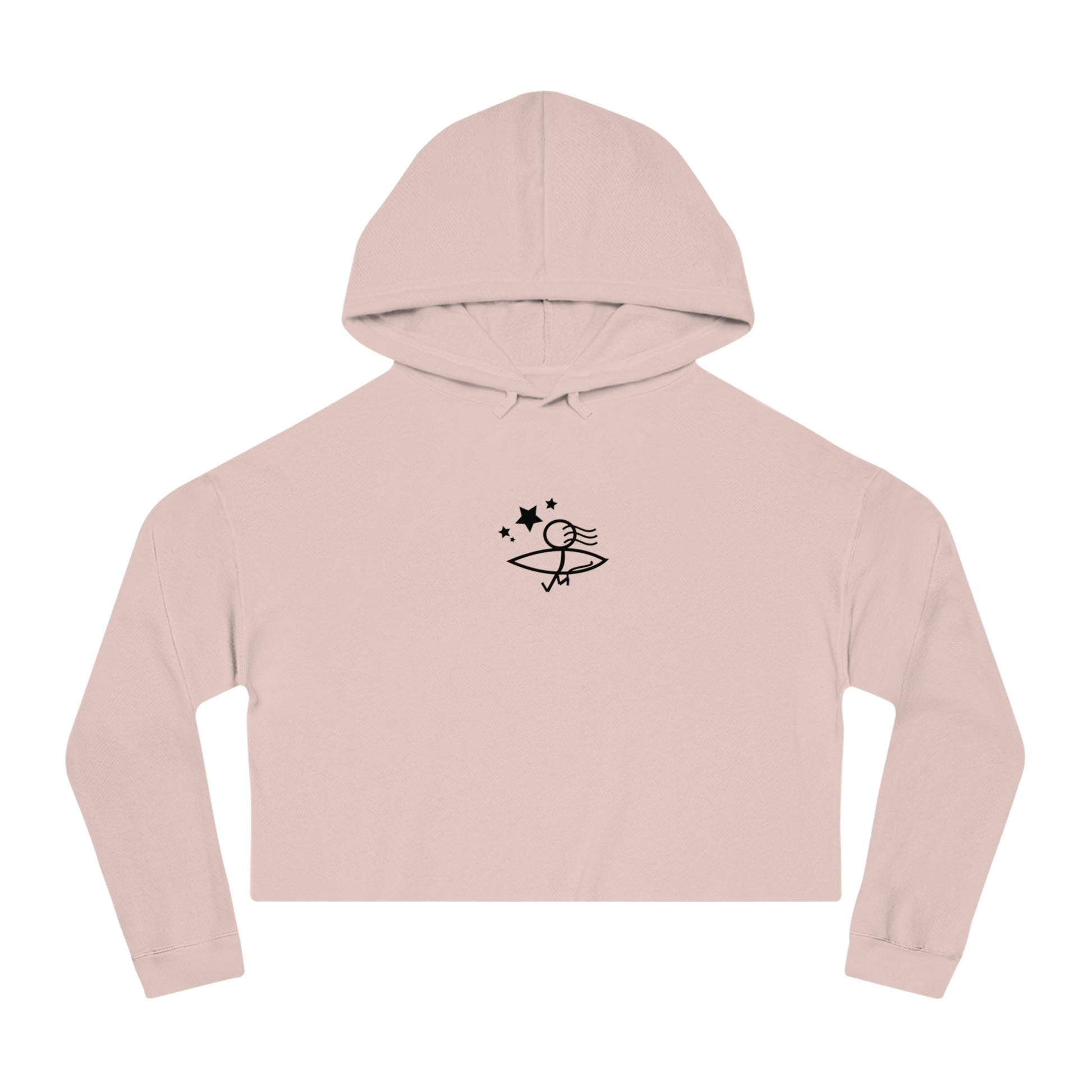 Chic Women’s Cropped Hooded Sweatshirt - Stylish 'Urlich Cultura del Mar' Design