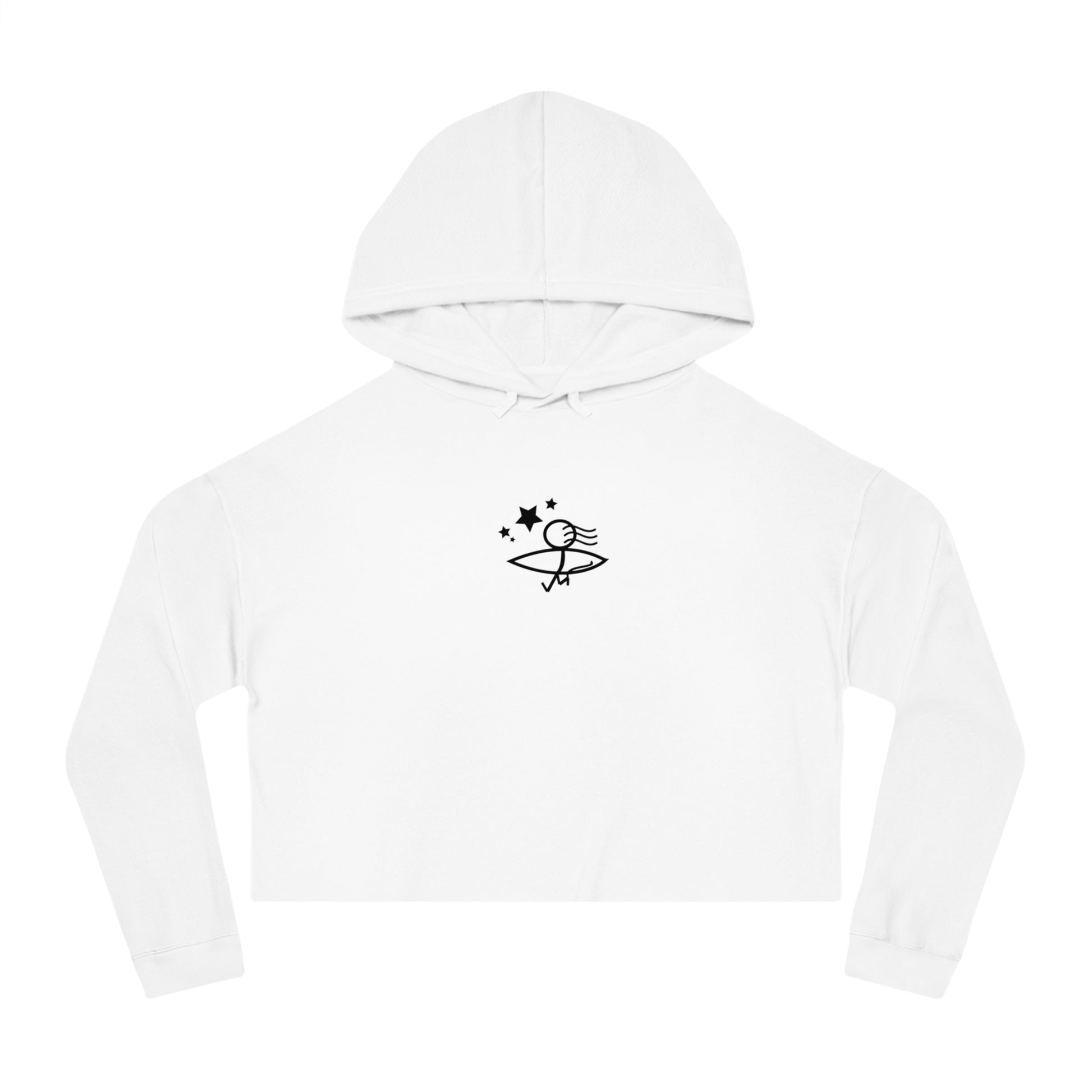 Chic Women’s Cropped Hooded Sweatshirt - Stylish 'Urlich Cultura del Mar' Design