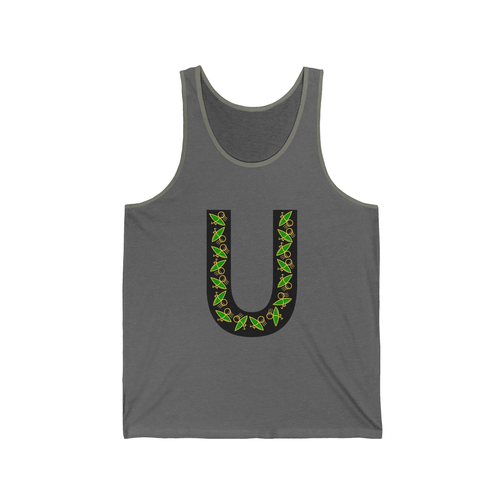 Botanical U Graphic Tank, Unisex Jersey Tank Top, Summer Apparel, Casual Wear, Nature Lover Gift, Retro Style Clothing