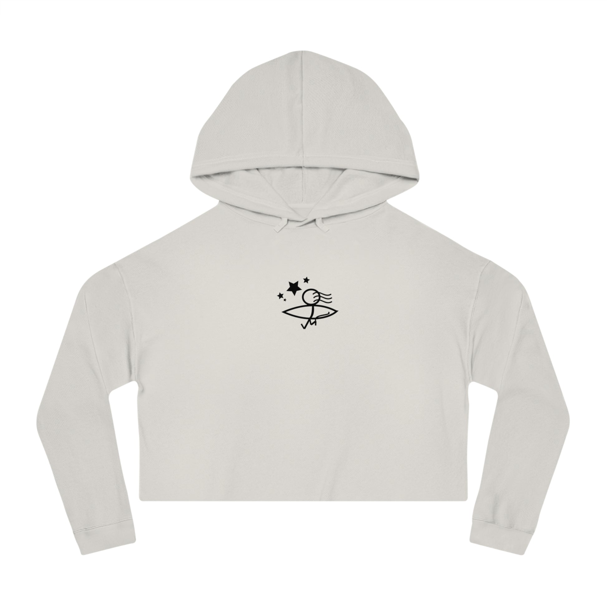 Chic Women’s Cropped Hooded Sweatshirt - Stylish 'Urlich Cultura del Mar' Design