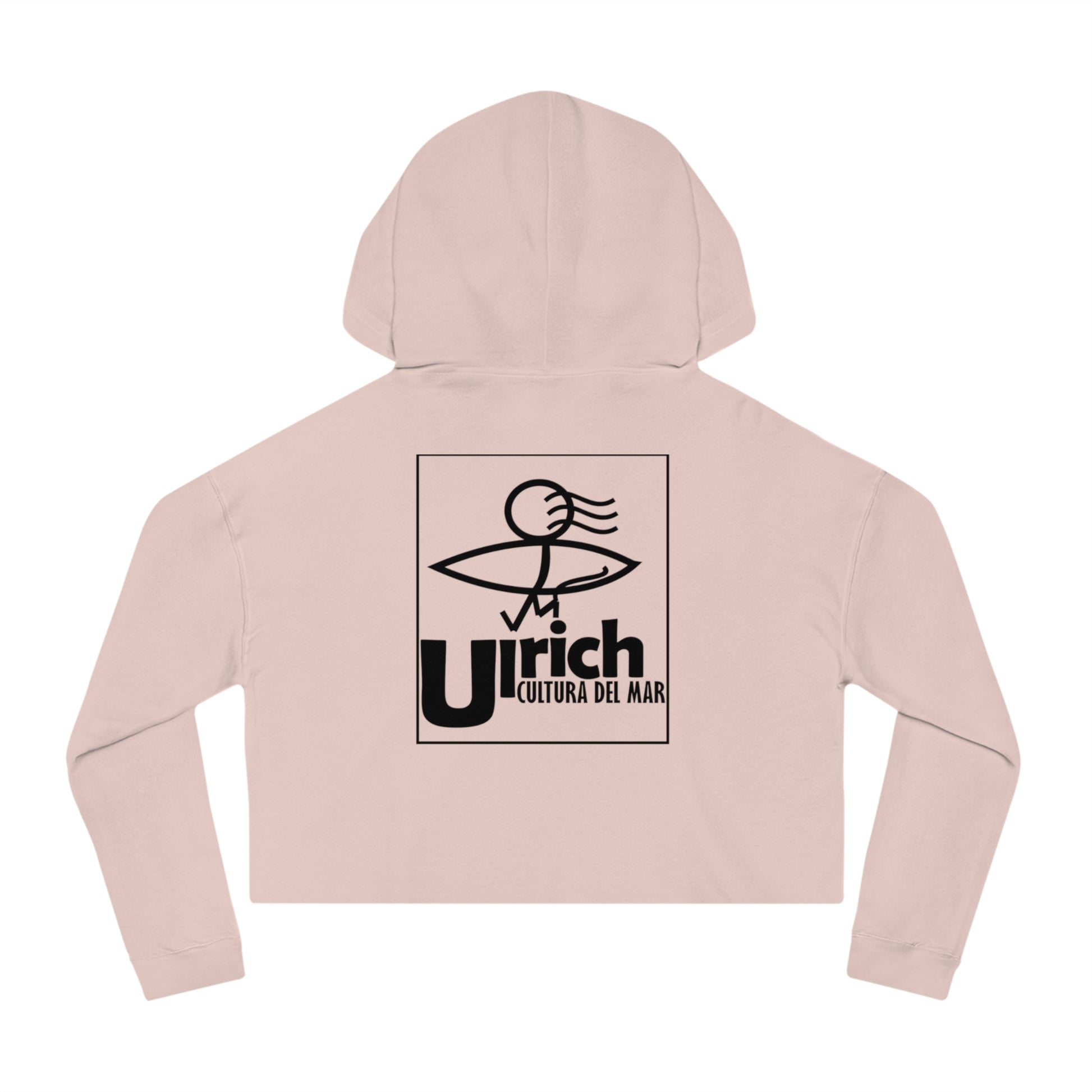Chic Women’s Cropped Hooded Sweatshirt - Stylish 'Urlich Cultura del Mar' Design
