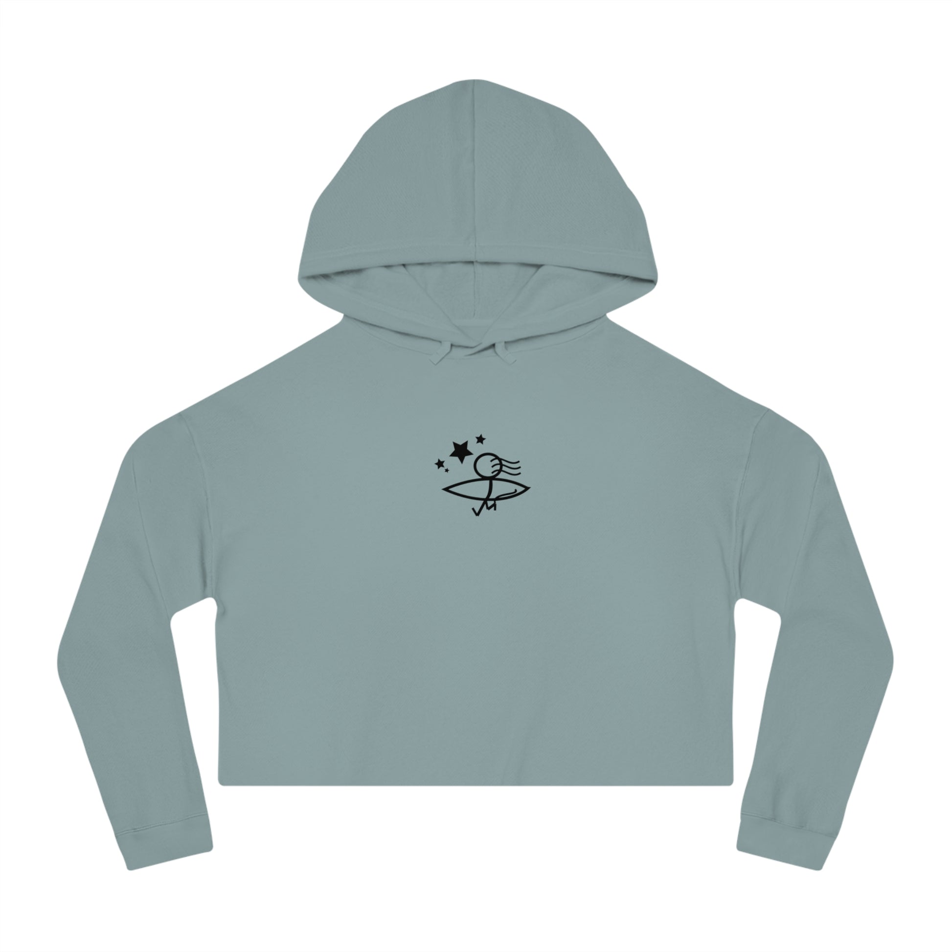 Chic Women’s Cropped Hooded Sweatshirt - Stylish 'Urlich Cultura del Mar' Design