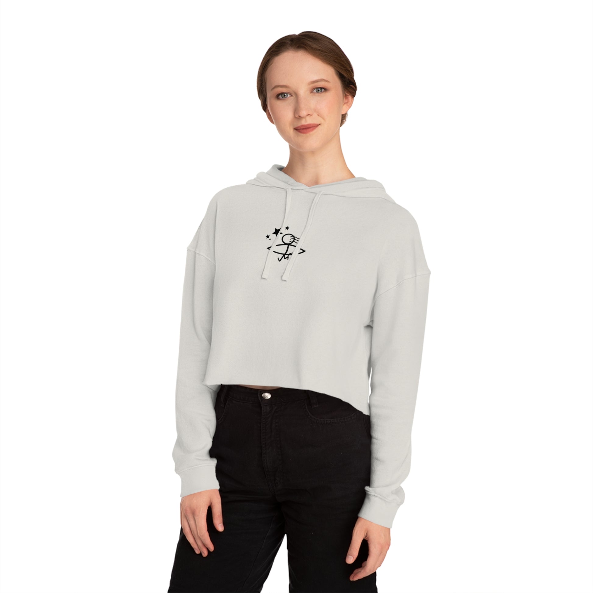 Chic Women’s Cropped Hooded Sweatshirt - Stylish 'Urlich Cultura del Mar' Design